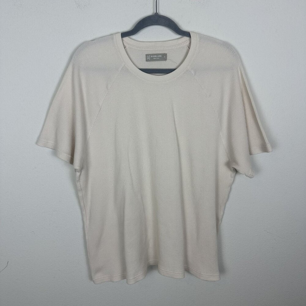 Everlane Men's Organic Cotton Cream Tee Shirt XL Waffle Knit Ribbed Lightweight